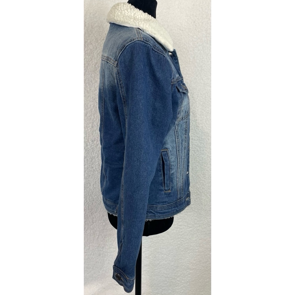 BOOHOO • Blue/White Denim Sherpa-Lined Collared Jacket, 2 - Picture 10 of 16